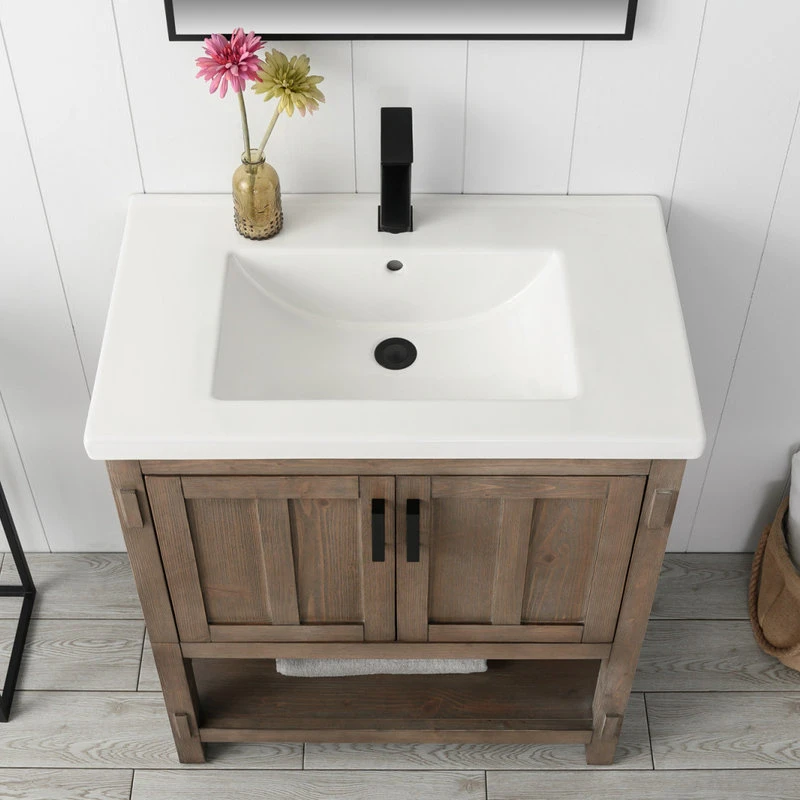 Urban Furnishing Harvey Farmhouse Bathroom Sink Vanity Brown Spruce, 30" - Image 6