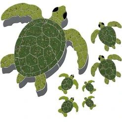 Blue Water Pool Mosaics Turtle Group Ceramic Swimming Pool Mosaic Green