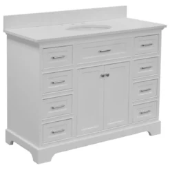Kitchen Bath Collection Aria 48" Bathroom Vanity, White, Quartz