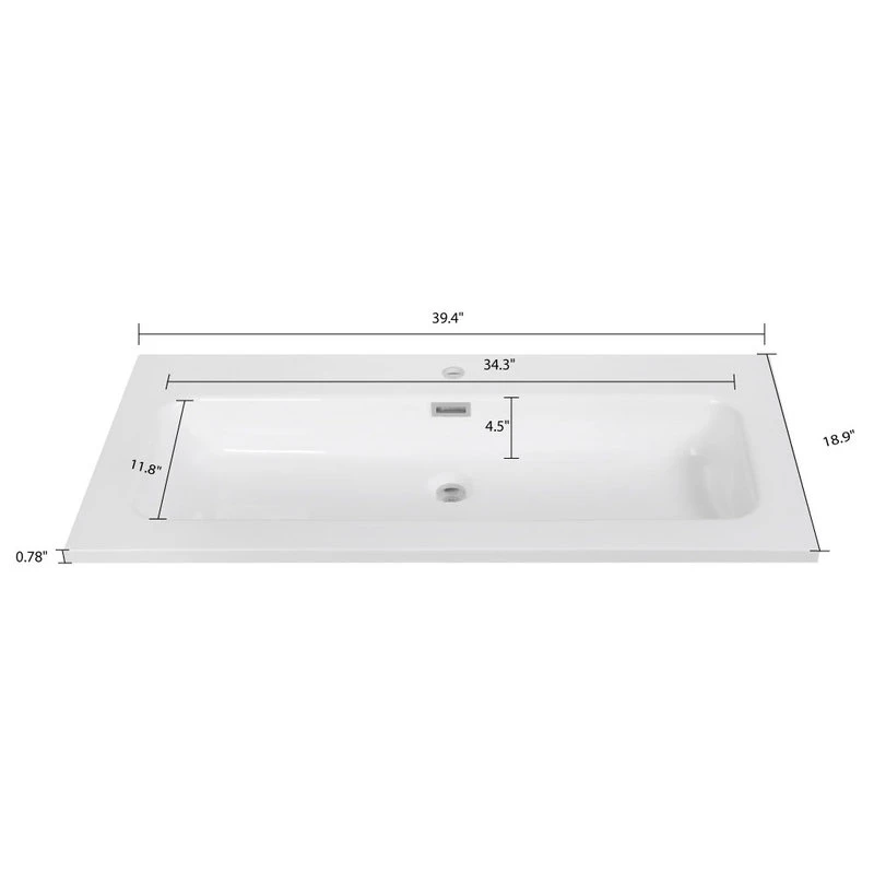 40" Solid Surface Resin Streamline K-1801-40 Vanity Top - Image 5