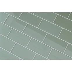 Rocky Point Tile Sage Green 3x6 Glass Subway Tile, 3"x6" Tiles, Set Of 8