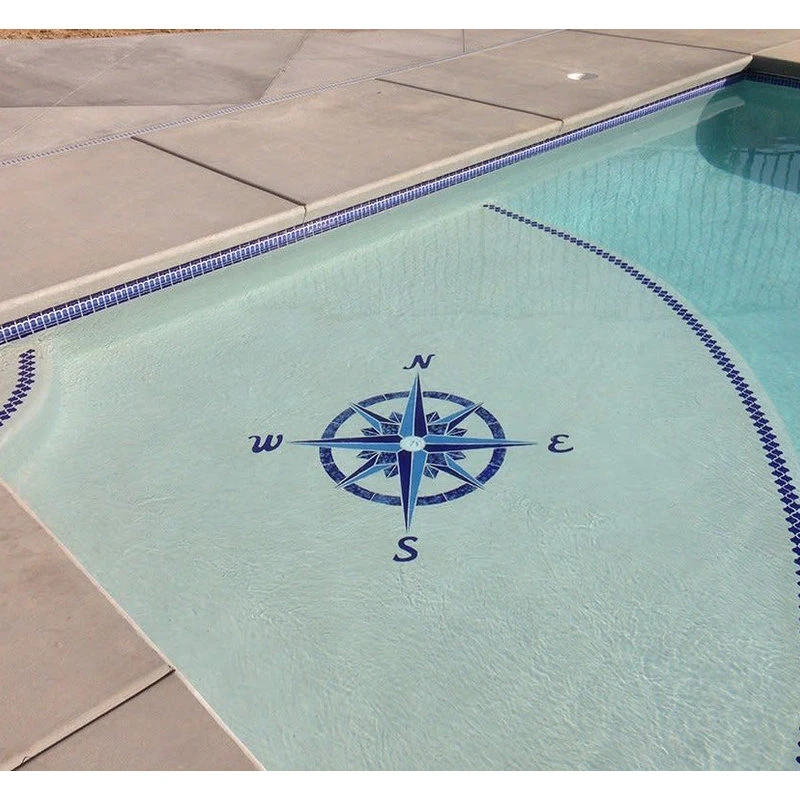 Blue Water Pool Mosaics Compass 1 Ceramic Swimming Pool Mosaic 36"x36", Blue - Image 3