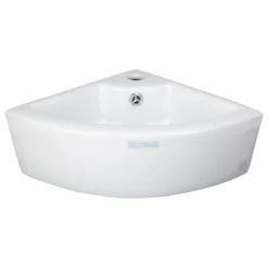 Renovators Supply Manufacturing Corner Countertop Vessel Sink Small White China Triangular Shape Stain Resist