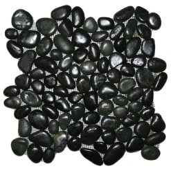 Faber Cnk Stone Glazed Charcoal Black Pebble Tile