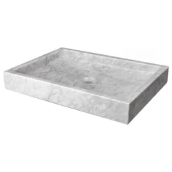 Eden Bath - Vessel Sinks Modern Natural Stone Rectangular Bathroom Vessel Sink, 22"x16", White Carrara Ma