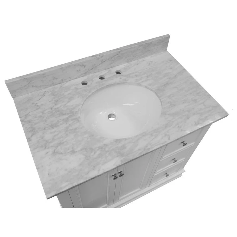 Kitchen Bath Collection Bella 36" Single Bathroom Vanity In White With Carrara Marble Top - Image 6