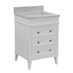 Kitchen Bath Collection Eleanor 24" Single Bathroom Vanity In White With Carrara Marble Top