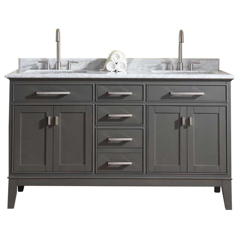 Ari Kitchen & Bath Danny Double Bathroom Vanity Set, Maple Gray, 60" - Image 2