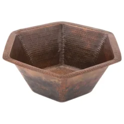 Premier Copper Products 15.5" Hexagon Under Counter Hammered Copper Bathroom Sink