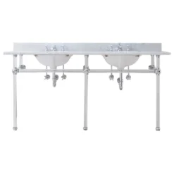 Water Creation Empire 72" Wide Double Wash Stand, P-Trap, Countertop With Basin, Faucet