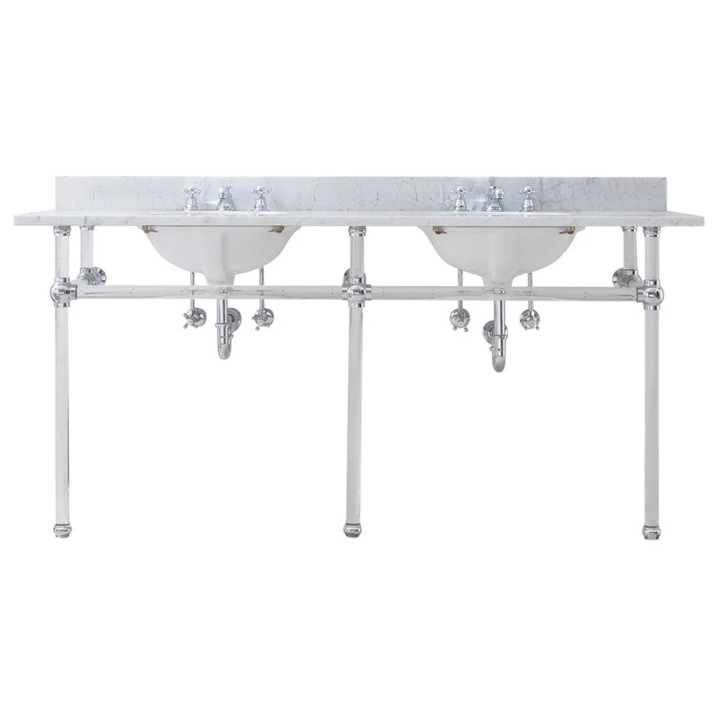 Water Creation Empire 72" Wide Double Wash Stand, P-Trap, Countertop With Basin, Faucet