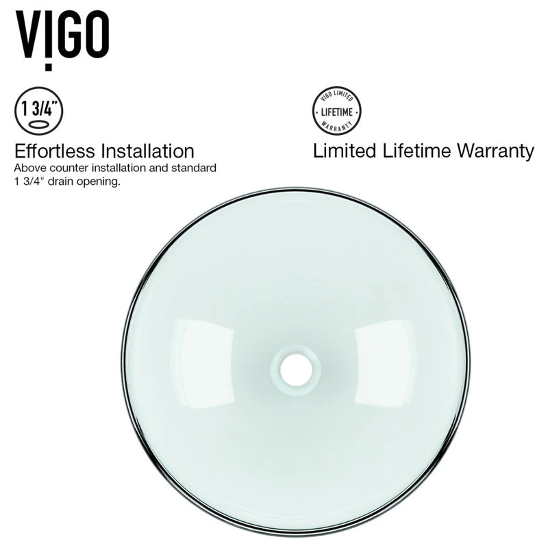 VIGO Crystalline Glass Vessel Bathroom Sink Set With Dior Vessel Faucet - Image 10