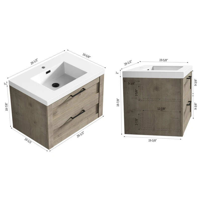 Flairwood Decor The Cosmo Wall Mounted Modern Bathroom Vanity, Eve, 30" - Image 11