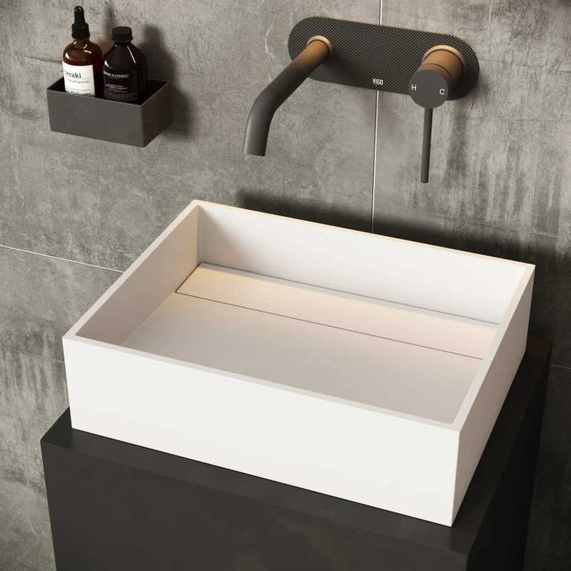 VIGO Montauk Rectangular Matte StoneTM Vessel Bathroom Sink - Image 2