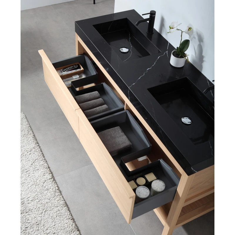 MOD Shoji Bath Vanity, Whitewash Oak, 60", Double Sink, Freestanding - Image 7