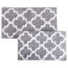 Lavish Home 100% Cotton 2 Piece Trellis Bathroom Mat Set, Silver