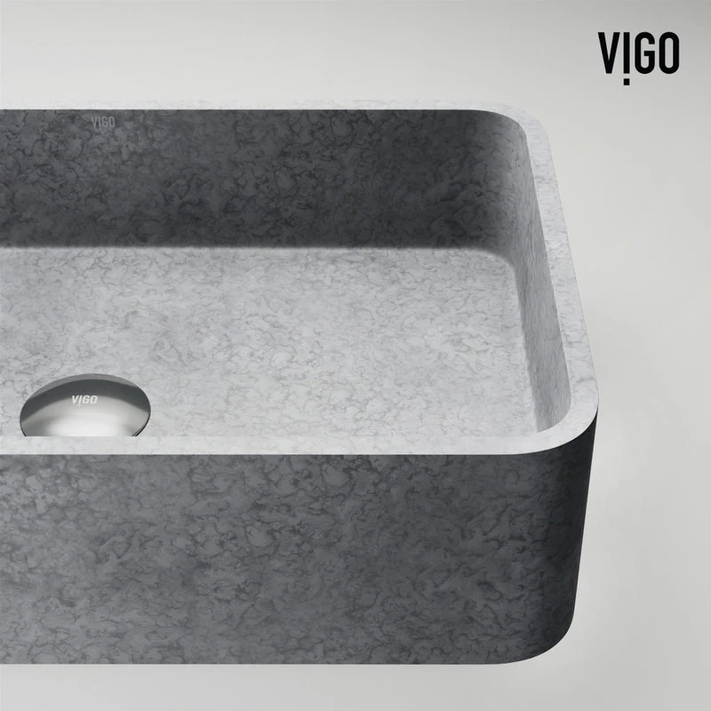 VIGO Concreto Stone Rectangular Bathroom Vessel Sink - Image 8