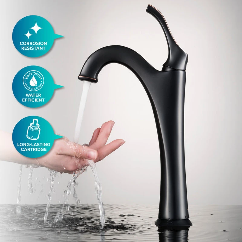 Kraus USA, Inc. Glass Vessel Sink, Bathroom Arlo Faucet, PU Drain, Mounting Ring, Oil Rub Bronze - Image 7