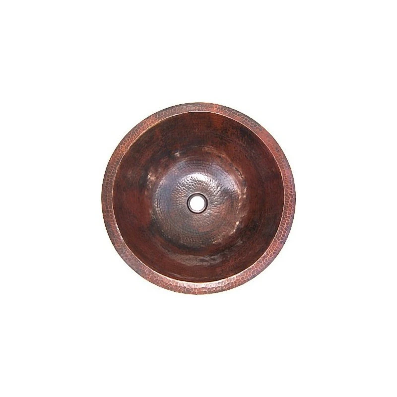 Fine Crafts & Imports Undermount Hammered Round Bathroom Copper Sink II