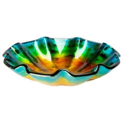 Eden Bath - Vessel Sinks Wave Rim Multi Color Glass Vessel Sink