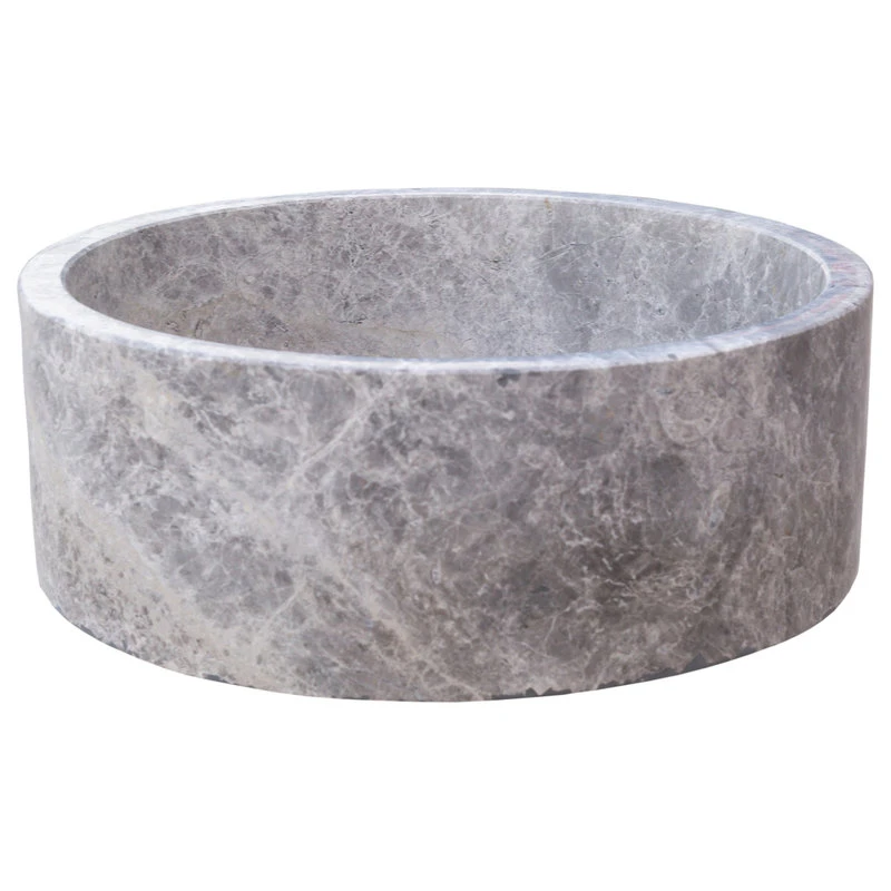 Villohome Natural Stone Tundra Grey Marble Vessel Sink Polished (D)16.5" (H)6" - Image 4