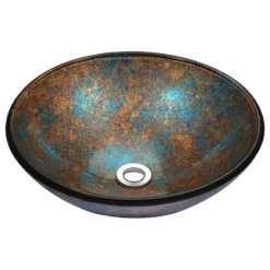 Anzzi Stellar Series Deco-Glass Vessel Sink, Emerald Burst