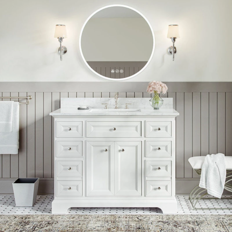 MOD Meadowood Bath Vanity, White, 43", Single Sink, Freestanding