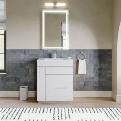 MOD Boden Bath Vanity, High Gloss White, 30", Single Sink, Freestanding