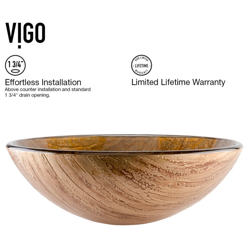 VIGO Glass Vessel Bathroom Sink, Amber Sunset - Image 5