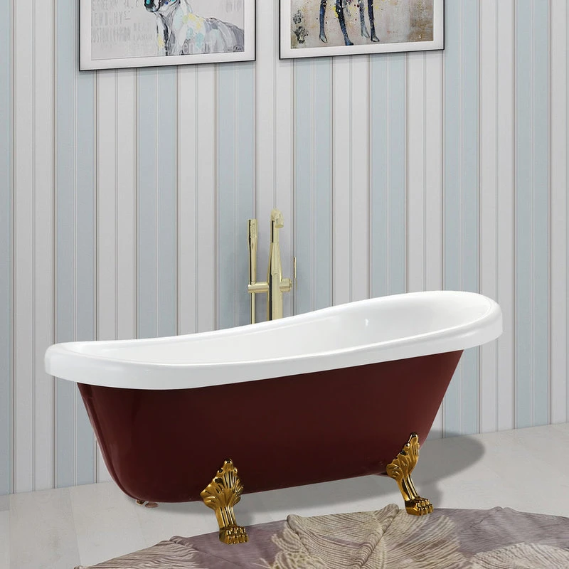 Vanity Art LLC Vanity Art Freestanding Acrylic Bathtub, Red And White, 66.9" X 31.5" - Image 9