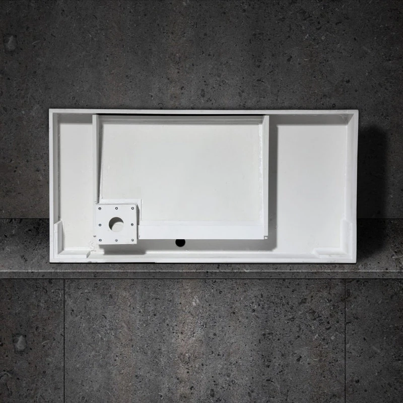 HOMARY Wall-Hung Stone Resin Rectangle Bathroom Ramped Sink,Matte White/Glossy White, G - Image 4