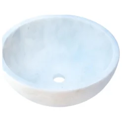 Black Looms Carrara White Natural Stone Marble Vessel Sink (D)16" (H)6"