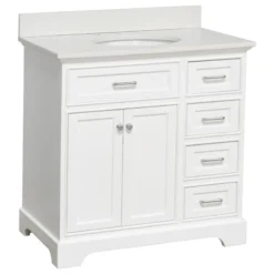 Kitchen Bath Collection Aria 36" Bathroom Vanity, White, Quartz