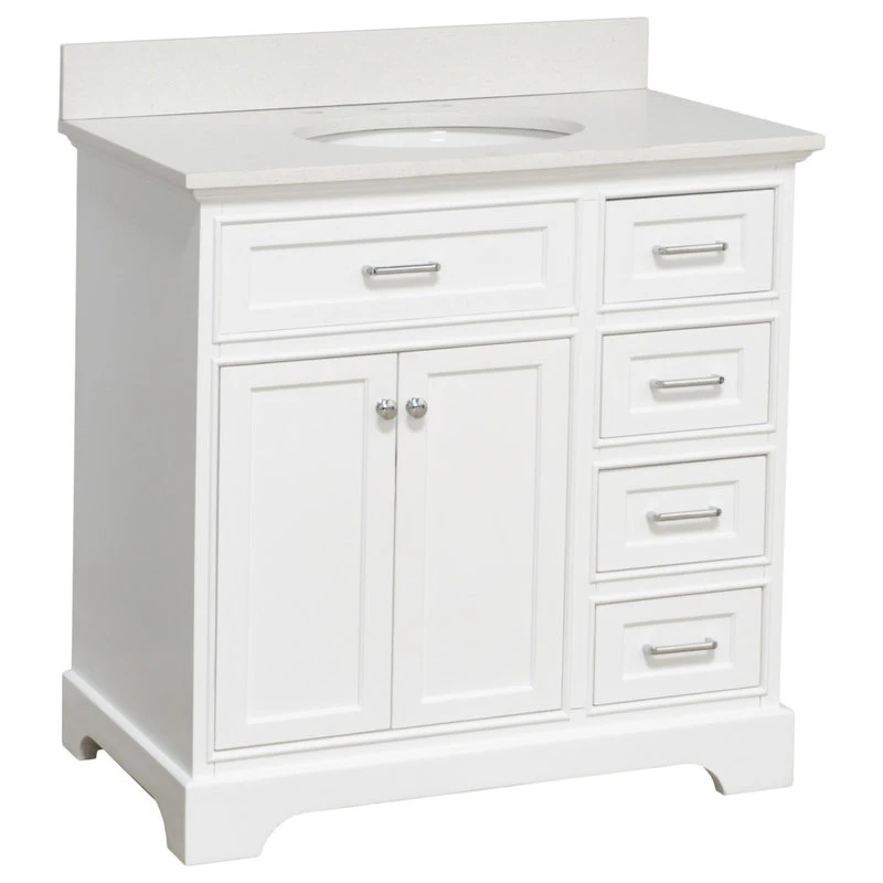 Kitchen Bath Collection Aria 36" Bathroom Vanity, White, Quartz