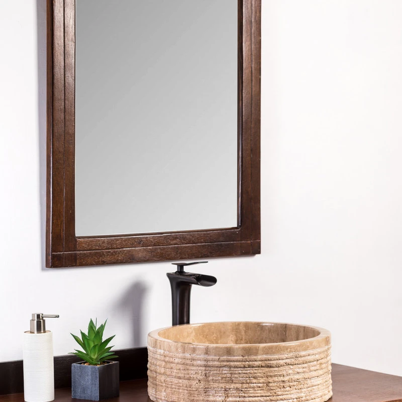 Laguna Marble Natural Stone Vessel Bathroom Sink, Brushed Blizz Travertine - Image 4