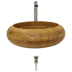 MR Direct Sinks And Faucets 893 Bamboo Vessel Sink, Brushed Nickel, 731 Vessel Faucet