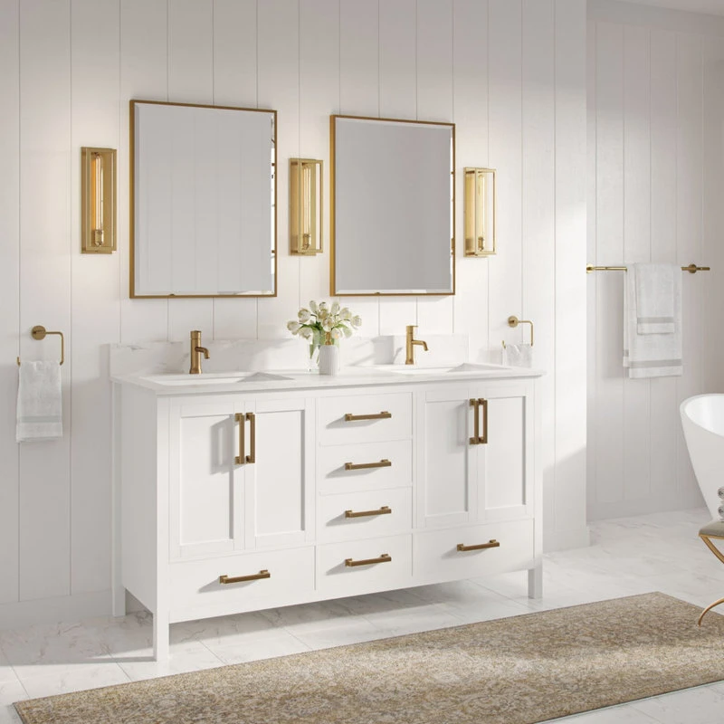 MOD Eleanor Bath Vanity, White, 60", Double Sink, Freestanding - Image 2