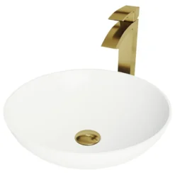 VIGO Sink In Matte White And Faucet In Matte Gold