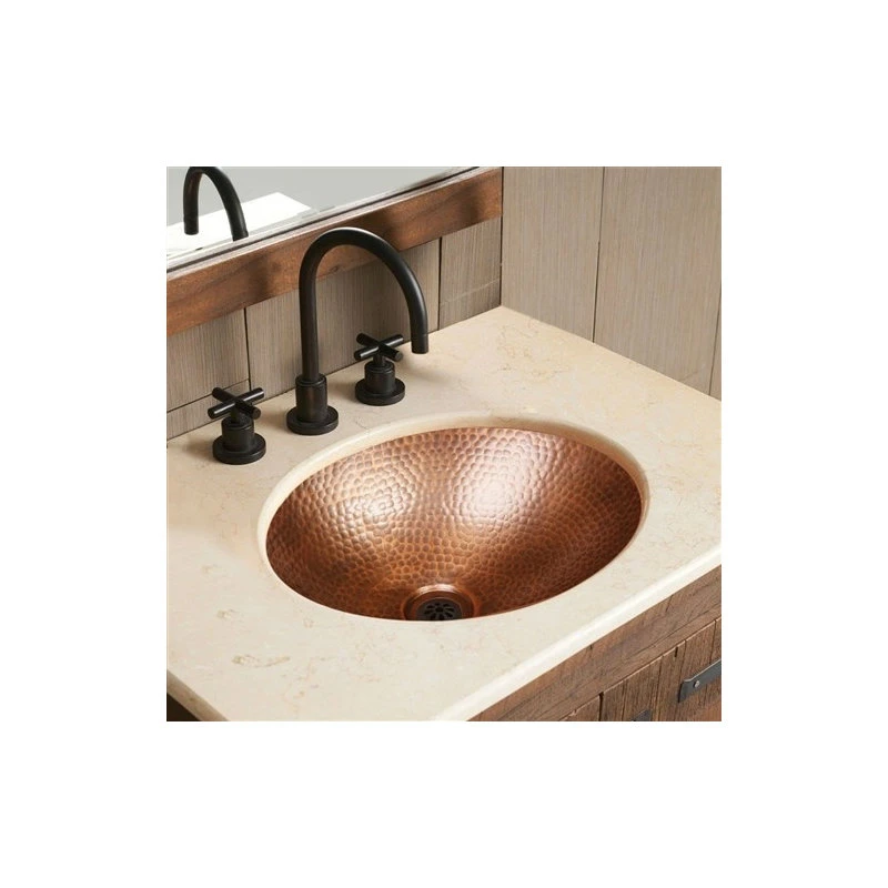 Imtinanz Hammered Copper Oval Bathroom Sink - Image 4