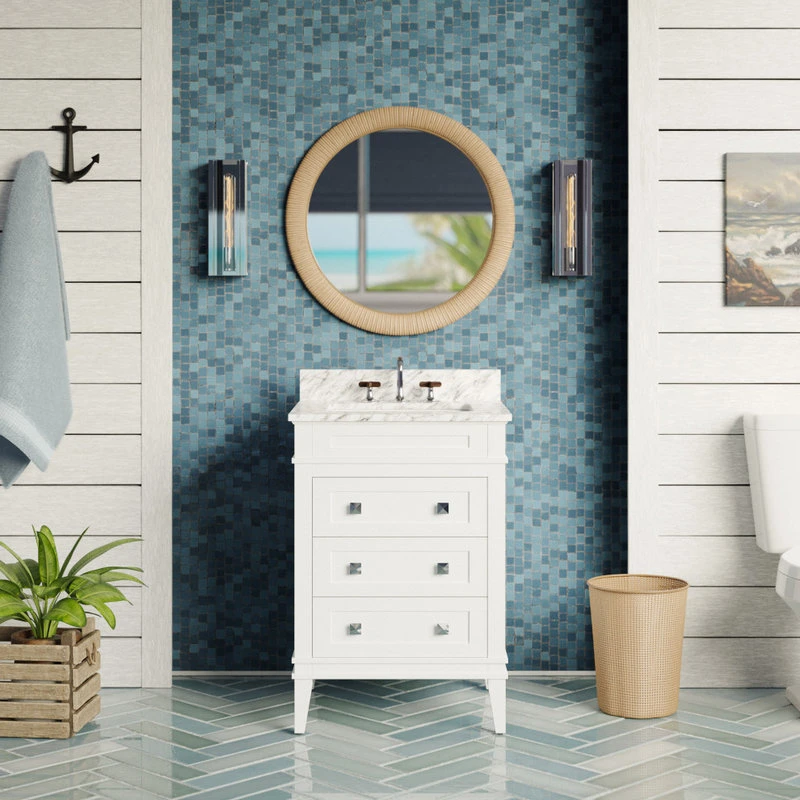 Kitchen Bath Collection Eleanor 24" Single Bathroom Vanity In White With Carrara Marble Top - Image 2