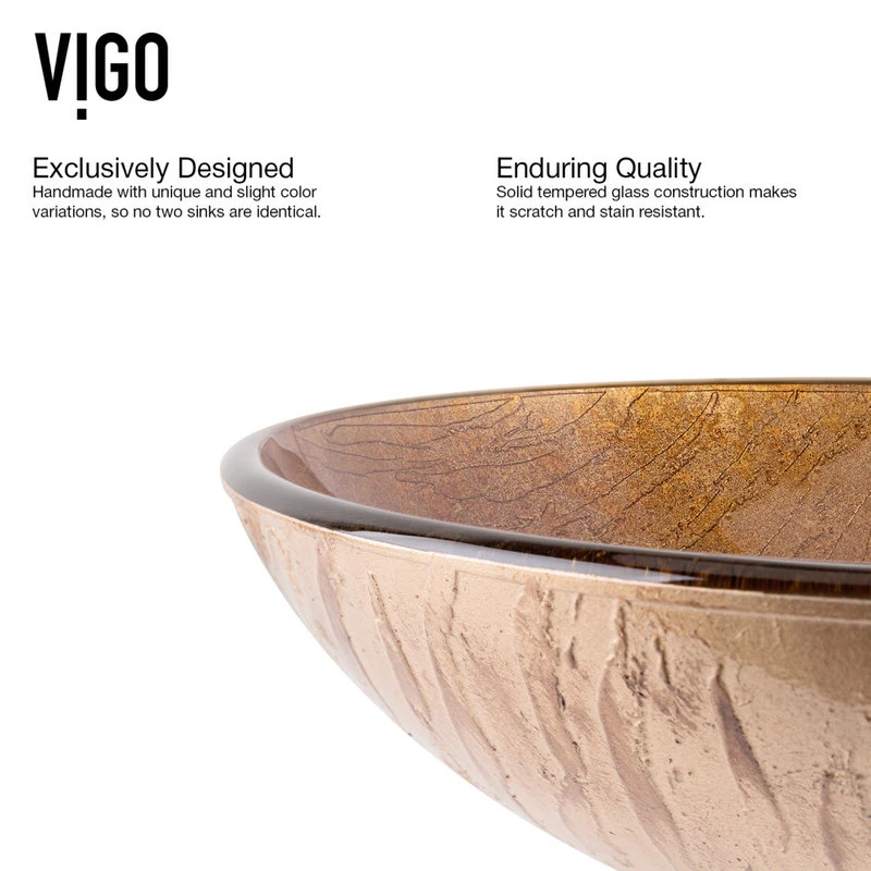 VIGO Glass Vessel Bathroom Sink, Amber Sunset - Image 7