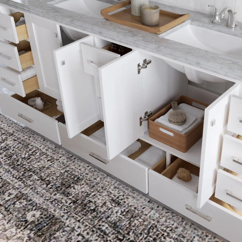 MOD The Laurel Bathroom Vanity, White, 84", Double Sink, Freestanding - Image 5