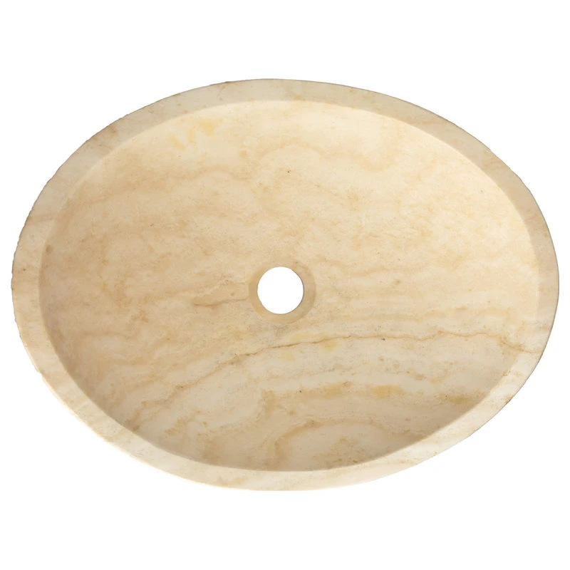 Eden Bath - Vessel Sinks Honed Beige Travertine Natural Stone Canoe Vessel Sink, Beige Travertine - Image 4