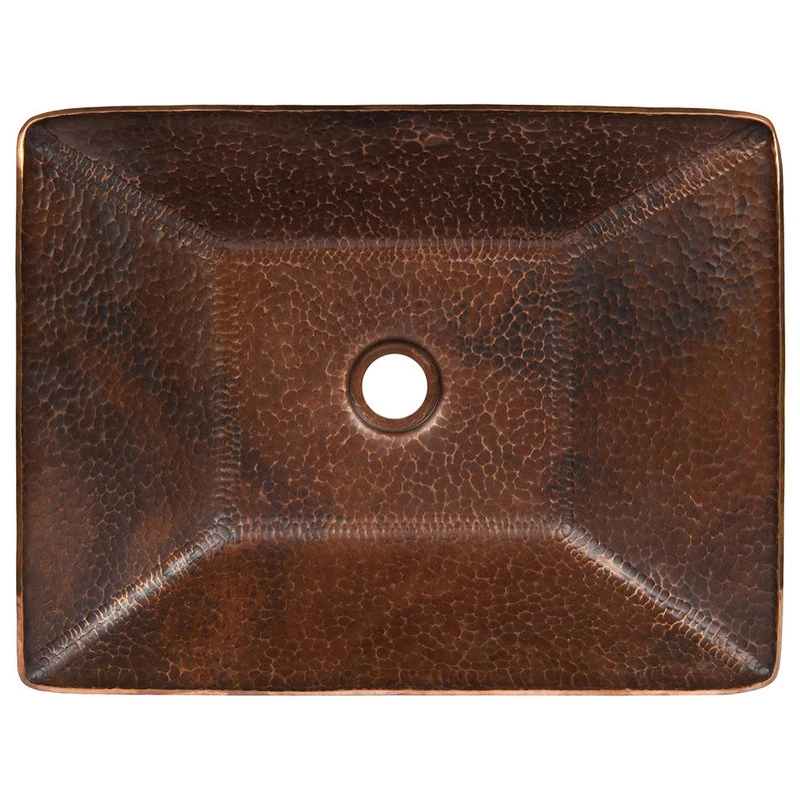 Premier Copper Products 17" Modern Rectangle Hand Forged Old World Copper Vessel Sink - Image 3