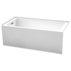 Wyndham Collection Grayley 60"x30" Alcove Bathtub With Left-Hand Drain And Trim In Polished Chrome