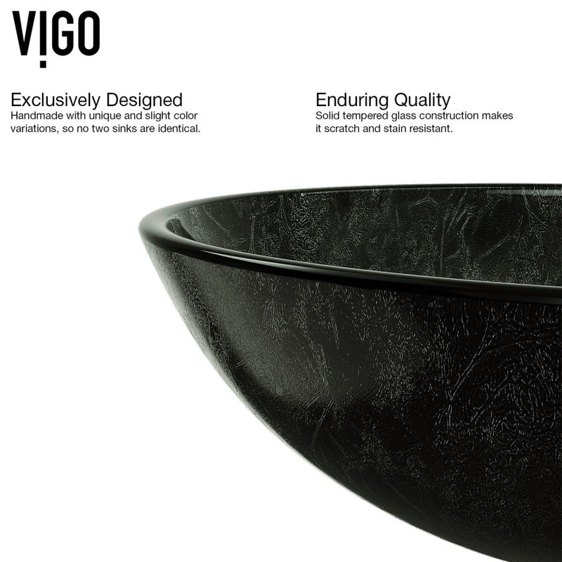 VIGO Gray Onyx Glass Vessel Sink And Duris Faucet Set, Matte Black Finish - Image 10