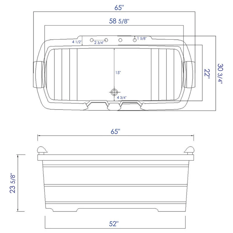 Alfi Trade Inc Alfi Brand 65" 2 Person Free Standing Wooden Bathtub With Fixtures & Headrests - Image 4