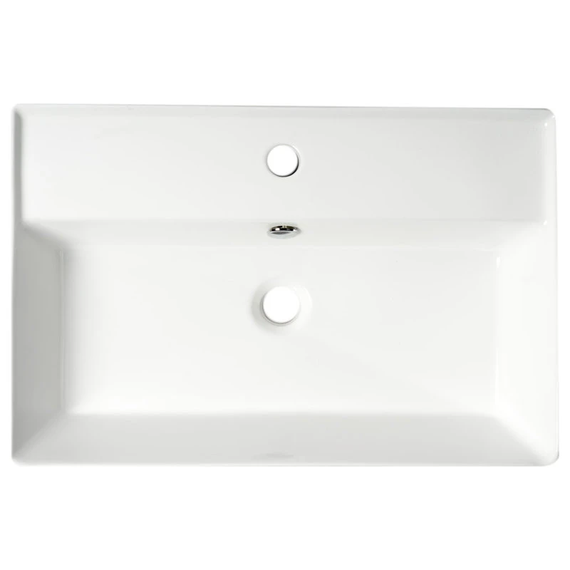 Alfi Trade White 24" Modern Rectangular Above Mount Ceramic Sink With Faucet Hole - Image 6
