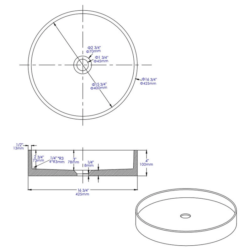 Alfi Trade Inc Alfi Brand Abco17R 17" Round Solid Concrete Gray Matte Above Mount Bathroom Sink - Image 5