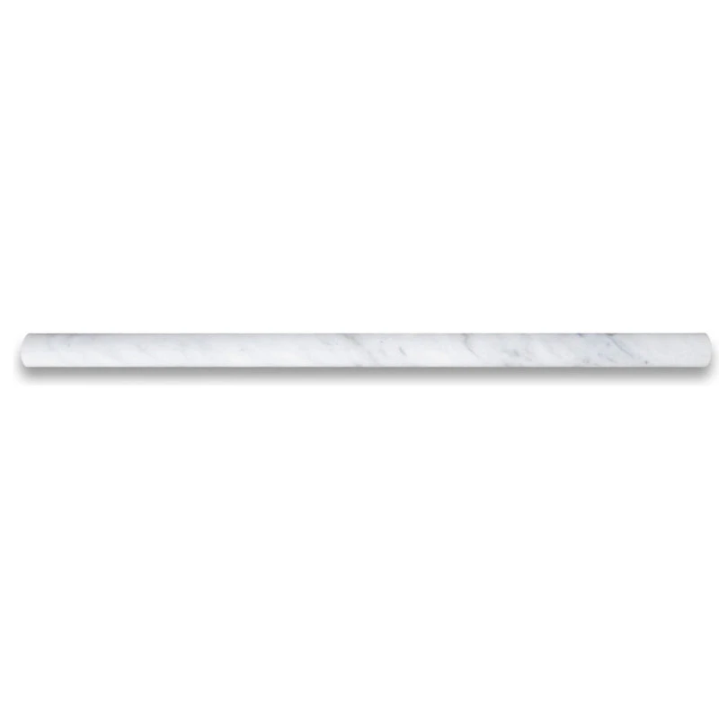 Stone Center Online Carrara Marble Carrera Venato Pencil Liner Bullnose Trim Molding Honed, 1 Piece